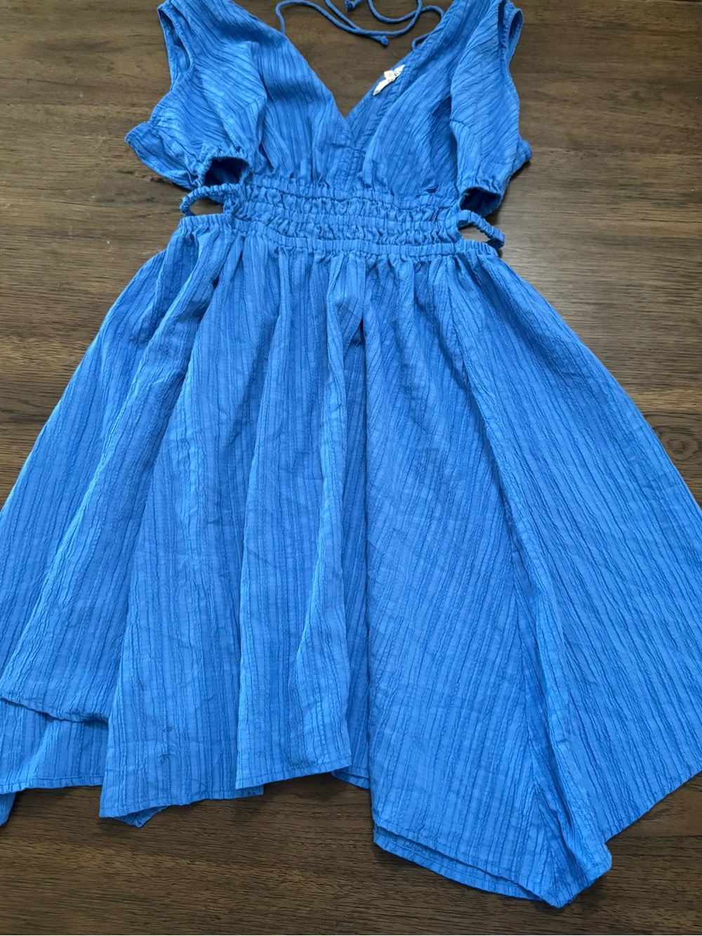 Blush Vibrant Blue Smocked Waist Cutout Sundress
